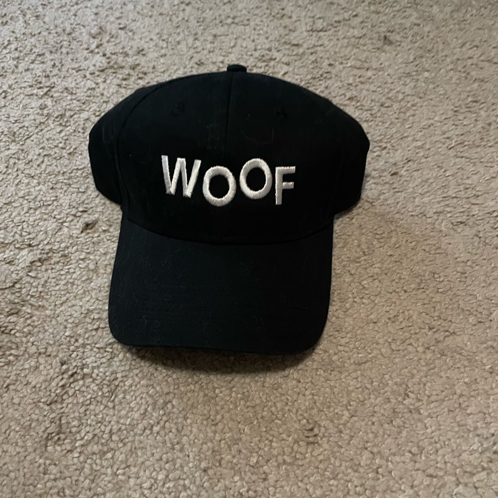Black 'Woof' Embroidered Cap